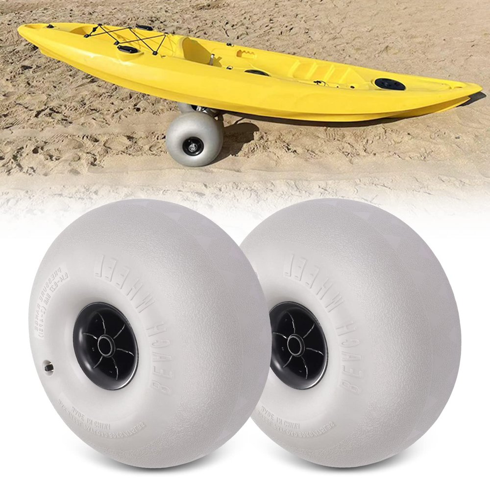 YIYIBYUS Beach Inflatable Wheels, 16" Replacement Balloon Wheels 16 Inch Big Beach Sand Tires DIY Beach Wheels for Kayak Dolly Canoe Carts Buggy (2-Pack)
