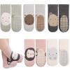 Exegawe Baby Non Slip Socks - 5 Pairs Toddler Kids All Weather Crew Length Anti Skid Soles Socks(Pink Monkey,S/6-12M) view 1