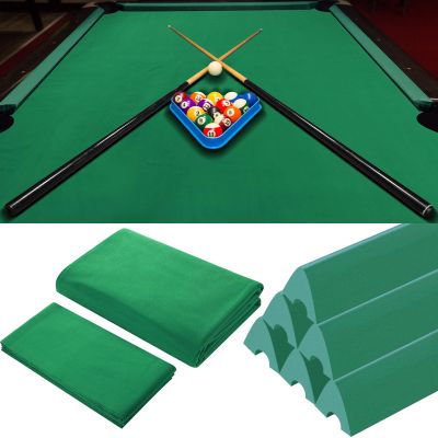 Mixweer Billiard Cloth for 8 ft Pool Table Pre Cut Felt with 6 Cloth Strips and 6 Pool Table Rubber Bumpers for Bars, Clubs, Hotels Replacement(Green)