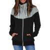 SHAOBGE Zip Sweatshirts for Women Womens Casual Solid Contrast Long Sleeve Zipper Coat Pocket Fleece Hoodie Women Zip (Black, L) view 1