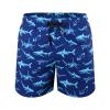 JOYSON Mens Swim Trunks with Compression Liner Quick Dry 5" Beach Shorts Workout Shorts with Pockets Dark Blue Shark Print XXL view 3