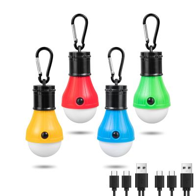 Jarxin Led Camping Lantern USB Rechargeable,Outdoor Tent Lights for Camping Hanging,Kids with Clip Hook Camping Flashlight (4 Packs Colored)