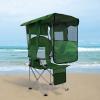 ptlsy Folding Camping Chair with Canopy, Beach Chair with Canopy Shade with Cup Holders, Cooler Bag for Camping, Fishing, Beach, Sports and Concert (Green) view 2