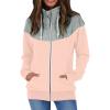 SHAOBGE Zip Sweatshirts for Women Womens Casual Solid Contrast Long Sleeve Zipper Coat Pocket Fleece Hoodie Women Zip (Pink, M) view 1