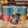 Hyturtle Personalized Gifts For Bee Lover - Bees Print With Sunflower Custom Name Stainless Steel Tumbler 20oz With Lid - Idea Bee Lover Gifts For Women Girl Daughter On Birthday, Christmas view 2