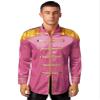 Agoky Mens Hippie Music Star 1960s Xmas SGT Sergeant Pepper Jacket Halloween Costumes Hot Pink X-Large view 1