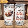 Hyturtle Personalized Gifts For Football American Lover - Birthday Christmas - Just A Girl Who Loves Football Custom Name Stainless Steel Tumbler 20oz With Lid - Gifts For Her Women Girl Friend view 2