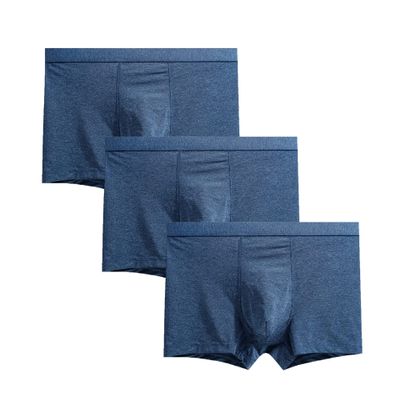 Men's Ice Silk Seamless Convex Underwear Comfortable Breathable 3D Underpants Mid-Waist Solid Boxer Briefs (Blue 3pc,X-Large)
