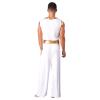 YOOJIA Halloween Arabian Prince Costume for Mens Deep V Neck Loose Jumpsuit Folk Hero Cosplay Fancy Dress White 3X-Large view 3