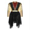 Freebily Liturgical Dancewear for Women Long Sleeve Contemporary Dance Costumes Asmmetrical Praise Dance Dresses Black A XX-Large view 1