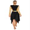 Freebily Liturgical Dancewear for Women Long Sleeve Contemporary Dance Costumes Asmmetrical Praise Dance Dresses Black A XX-Large view 4