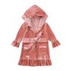 MYGBCPJS Boys Girls Velvet Christmas Hooded Bathrobe Matching Sash Little Kids Ruffle Long Sleeve Xmas Pajamas Pjs Sleepwear view 1