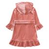 MYGBCPJS Boys Girls Velvet Christmas Hooded Bathrobe Matching Sash Little Kids Ruffle Long Sleeve Xmas Pajamas Pjs Sleepwear view 2