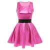 IBTOM Castle Women's Holographic Costume Sleeveless Round Neck Metallic Skateboarding Dress Sparkling Dancewear 90's Cartoon Anime Character Dress Pink Small view 1