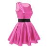 IBTOM Castle Women's Holographic Costume Sleeveless Round Neck Metallic Skateboarding Dress Sparkling Dancewear 90's Cartoon Anime Character Dress Pink Small view 2