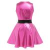IBTOM Castle Women's Holographic Costume Sleeveless Round Neck Metallic Skateboarding Dress Sparkling Dancewear 90's Cartoon Anime Character Dress Pink Small view 3