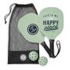 Life is Good Pickleball Starter Set - Includes 2 Wood Pickleball Paddles, 2 Regulation-Size Pickleball Balls and Pickleball Bag for Carrying Pickle Ball Equipment - Happy Place view 1
