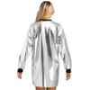 Eandarui Woman's Holographic T-Shirt Mini Dress Shiny Loose Sparkle Tunic Shirt Dress Dance Clubwear Silver XX-Large view 2