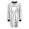Eandarui Woman's Holographic T-Shirt Mini Dress Shiny Loose Sparkle Tunic Shirt Dress Dance Clubwear Silver XX-Large view 3