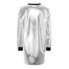 Eandarui Woman's Holographic T-Shirt Mini Dress Shiny Loose Sparkle Tunic Shirt Dress Dance Clubwear Silver XX-Large view 4
