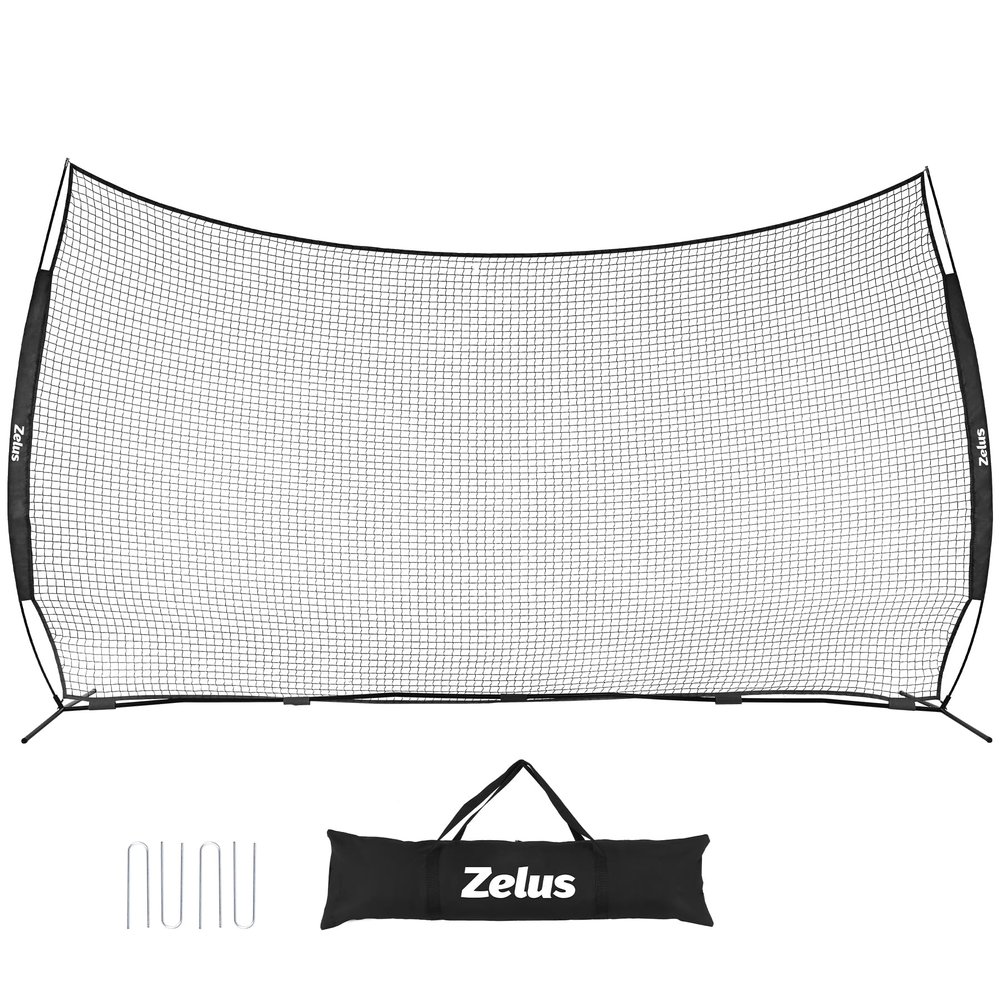 12x9ft Barricade Backstop Net, Ball Sports Barrier Net, Practice Net for Baseball Softball Lacrosse Soccer Basketball and More (12x9 ft - Black)