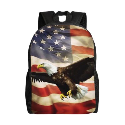 AdaNti American Flag Fly Eagle print Backpacks Waterproof Light Shoulder Bag Casual Daypack For Work Traveling Hiking