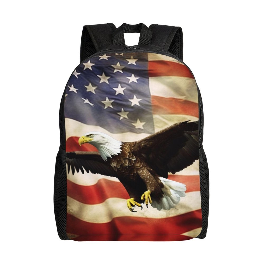 AdaNti American Flag Fly Eagle print Backpacks Waterproof Light Shoulder Bag Casual Daypack For Work Traveling Hiking
