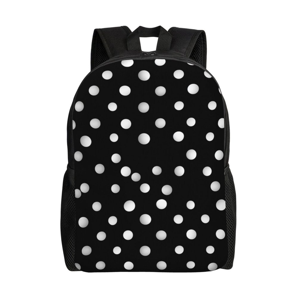 AdaNti Black White Polka Dots(1) print Backpacks Waterproof Light Shoulder Bag Casual Daypack For Work Traveling Hiking