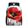 AdaNti Beautiful Poppy Flower Ink print Backpacks Waterproof Light Shoulder Bag Casual Daypack For Work Traveling Hiking view 1