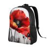 AdaNti Beautiful Poppy Flower Ink print Backpacks Waterproof Light Shoulder Bag Casual Daypack For Work Traveling Hiking view 2