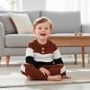 DOMOABEI 4T 5T Toddler Baby Boy Outfit Liitle Boy Clothes Fall Clothes Toddler Boys Sweatshirts Long Sleeve Shirt Pocket Pant Set Color Contrast Sweatsuit Winter Outfits Set Dark Brown 4-5T view 3