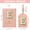 COSHAYSOO Passport Cover and Luggage Tag Set with Her Initial Chenille Letter Patch for Big Little Girls Sister Daughter, Kawaii Travel Bag Backpack Suitcase Identifier Pink E view 4