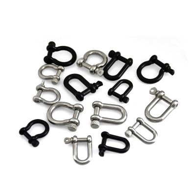 BREAKA 1 Pcs Stainless Steel Carabiner D Bow Shackle Fob Key Ring Keychain Hook Screw Joint Connector Buckle Solid Metal 2 Size (Color : Matte Black, Size : A-S2)