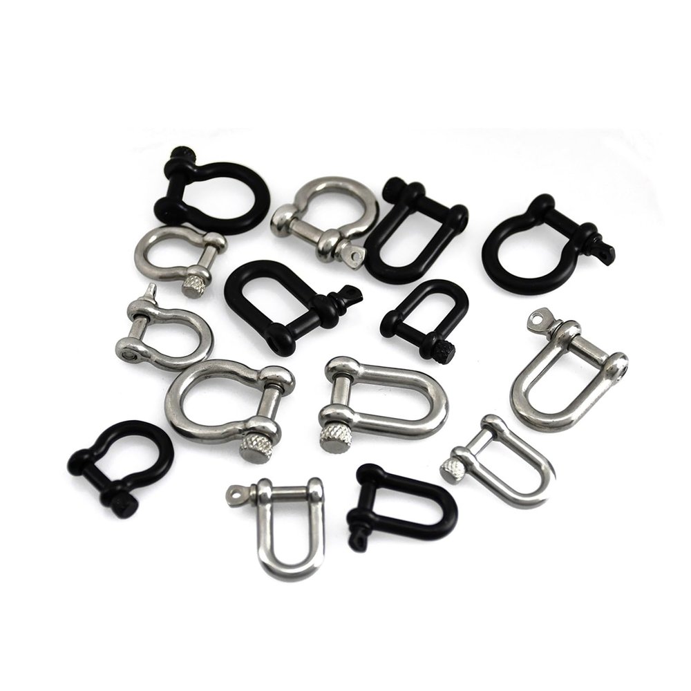 BREAKA 1 Pcs Stainless Steel Carabiner D Bow Shackle Fob Key Ring Keychain Hook Screw Joint Connector Buckle Solid Metal 2 Size (Color : Matte Black, Size : A-S2)