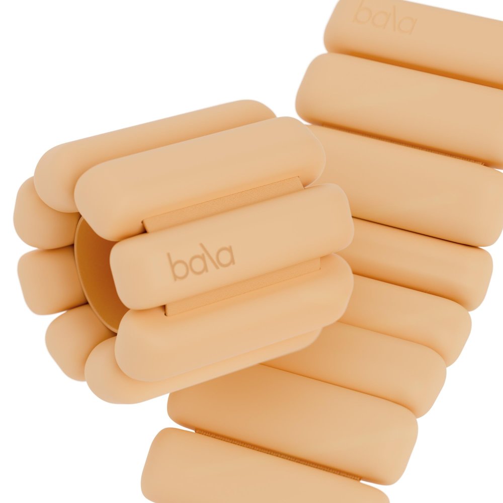 Bala Bangles Wrist & Ankle Weights - 1 lb Set Adjustable Weighted Bands for Women & Men - Silicone Arm & Leg Weights for Pilates, Yoga, Walking, Barre, Home Workout & Strength Training - Sand