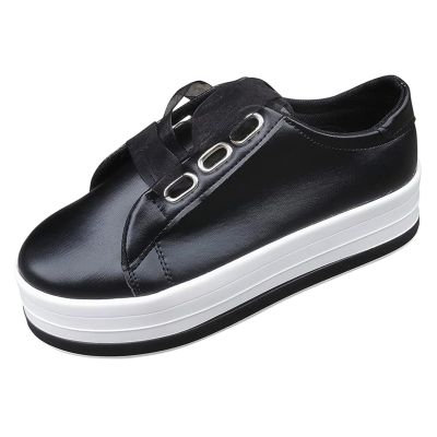 Slip On Sneakers Women Leather Platform Womens Low Top Lace Up Leather Sneakers Casual Fashion Lightweight Breathable Low Cut Comfortable Flats Shoes Loafers for Walking
