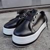 Slip On Sneakers Women Leather Platform Womens Low Top Lace Up Leather Sneakers Casual Fashion Lightweight Breathable Low Cut Comfortable Flats Shoes Loafers for Walking view 3