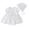 Newborn Infant Baby Girl Lace Tulle Tutu Dress With Hat - Flower Girl Baptism Christening Princess Wedding Romper Birthday Xmas Fall Winter Clothes White & Lace 3-6 Months view 1