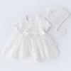 Newborn Infant Baby Girl Lace Tulle Tutu Dress With Hat - Flower Girl Baptism Christening Princess Wedding Romper Birthday Xmas Fall Winter Clothes White & Lace 3-6 Months view 2