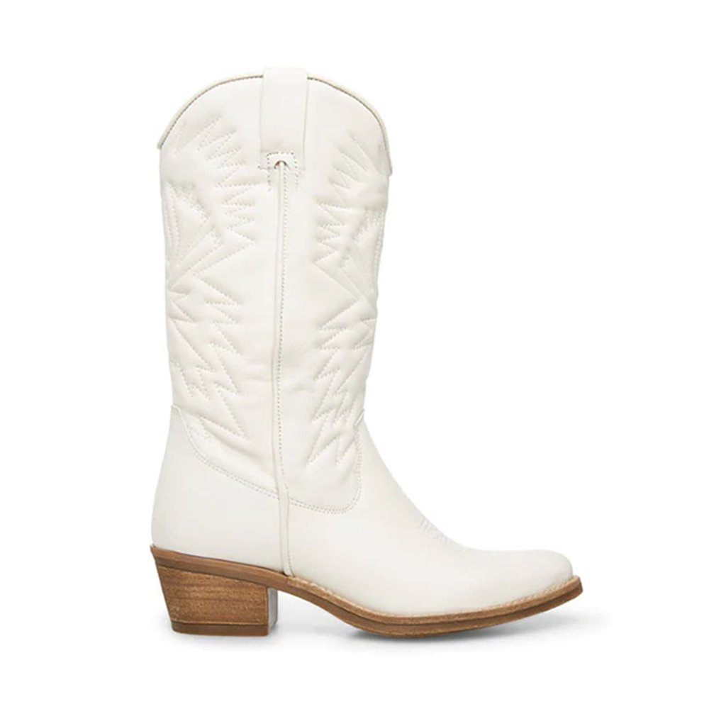 Ladmiple Cowgirl Boots Women Square Toe Tight Brown Women's Embroidered Western Cowboy Boots Knee High Stitching Almond Medium Heel Chunky Heel Pointed Toe Fashion Retro Classic Boot Pull-On