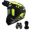 Motorcycle Dirt Bike Helmet Full Face Motocross Helmets for Outdoor Sports Off Road Racing Mountain Bike Men Women Off-Road Helmet Gloves Goggles for Adult Youth DOT/FMVSS 218 Approve(Yellow M) view 1