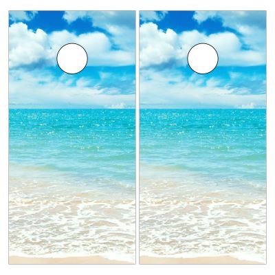 Styubn Cornhole Board Wraps Ocean Shore Beach Clouds Sky Cornhole Skins for Boards,Skin Decal Vinyl Wrap for Cornhole Game Board Bag Toss (2xpcs.)