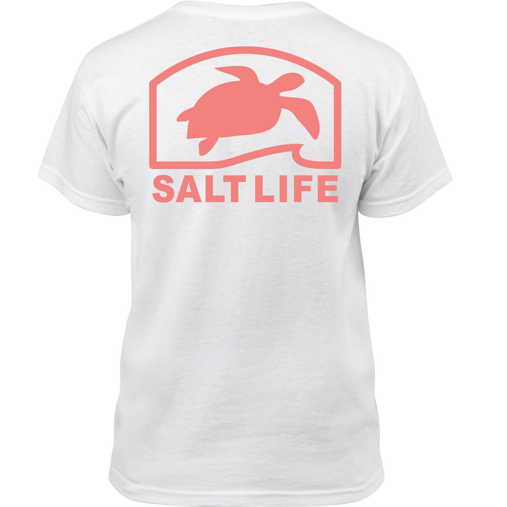 Salt Life Pro Salt Turtle Youth Short Sleeve Tee, White, Small