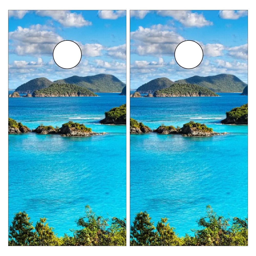 Styubn Cornhole Board Wraps Tropical Turquoise Sea Cornhole Skins for Boards,Skin Decal Vinyl Wrap for Cornhole Game Board Bag Toss (2xpcs.)