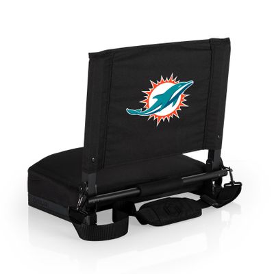 PICNIC TIME NFL Miami Dolphins Gridiron Stadium Seat, Lightweight, Portable Folding Chair for Bleachers and Benches, (Black)
