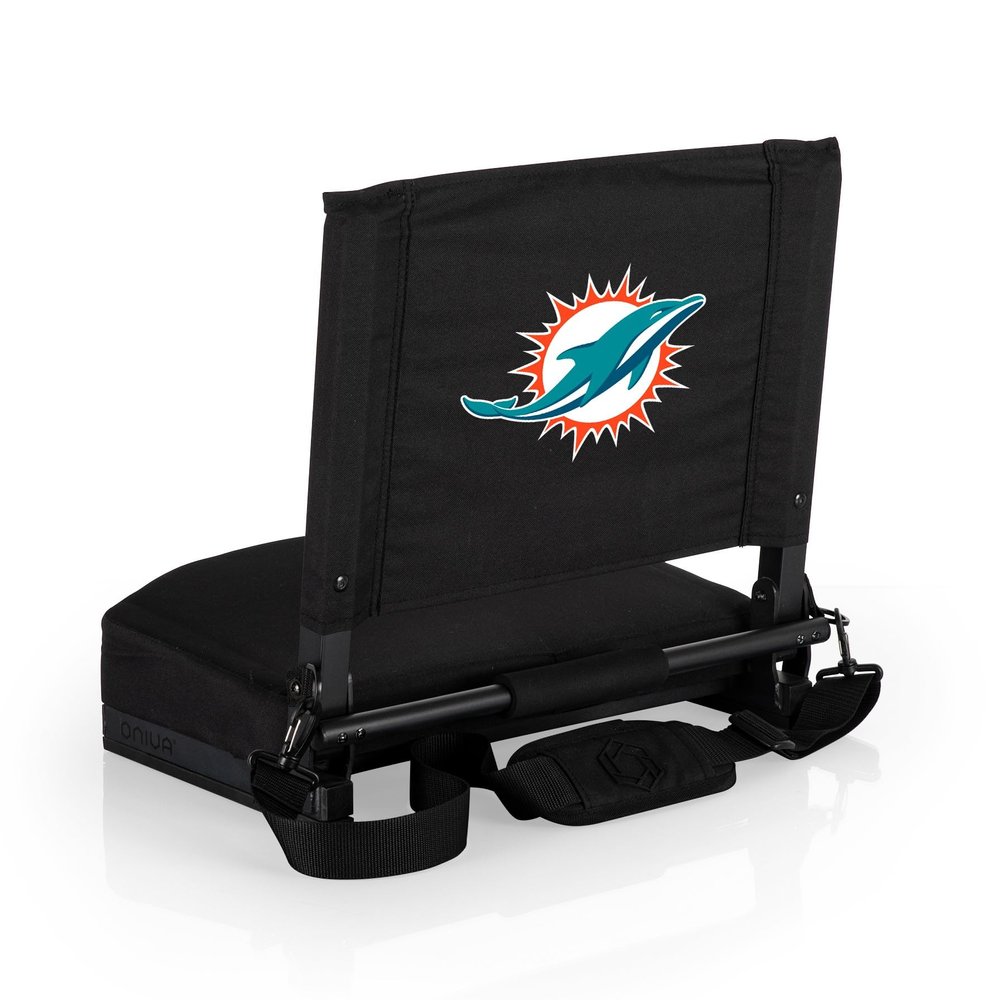 PICNIC TIME NFL Miami Dolphins Gridiron Stadium Seat, Lightweight, Portable Folding Chair for Bleachers and Benches, (Black)