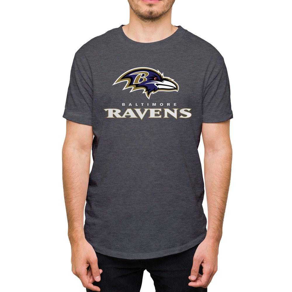 Hybrid Sports NFL - Baltimore Ravens - Core Logo - Men's and Women's Short Sleeve T-Shirt - Size X-Large - Baltimore Ravens - Heather Charcoal