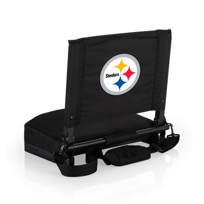 Picnic TIME NFL Pittsburgh Steelers Gridiron Stadium Seat, Lightweight, Portable Folding Chair for Bleachers and Benches, (Black)