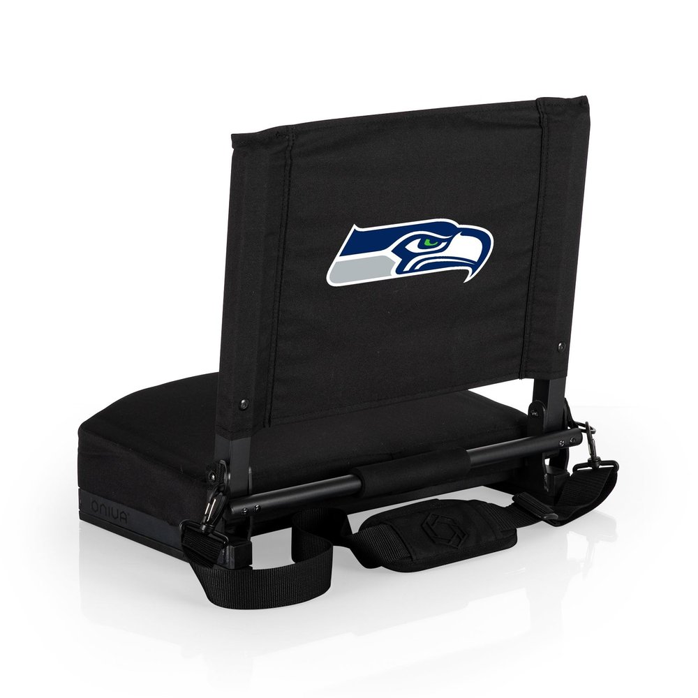 Picnic TIME NFL Seattle Seahawks Gridiron Stadium Seat, Lightweight, Portable Folding Chair for Bleachers and Benches, (Black)