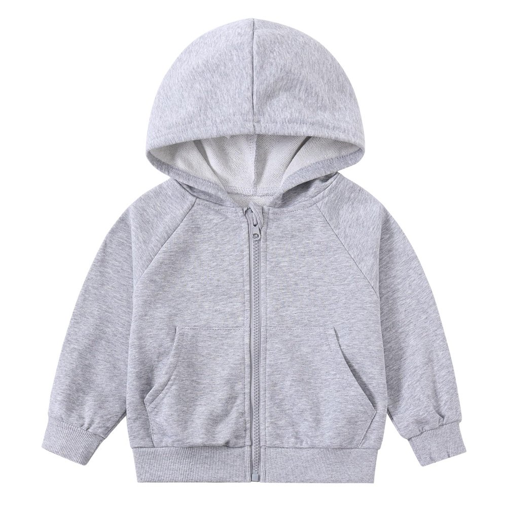 JWWN Little Boys French Terry Full-zip Hoodie Sweatshirt Kids Casual Outfit Jacket (Gray,5Years)